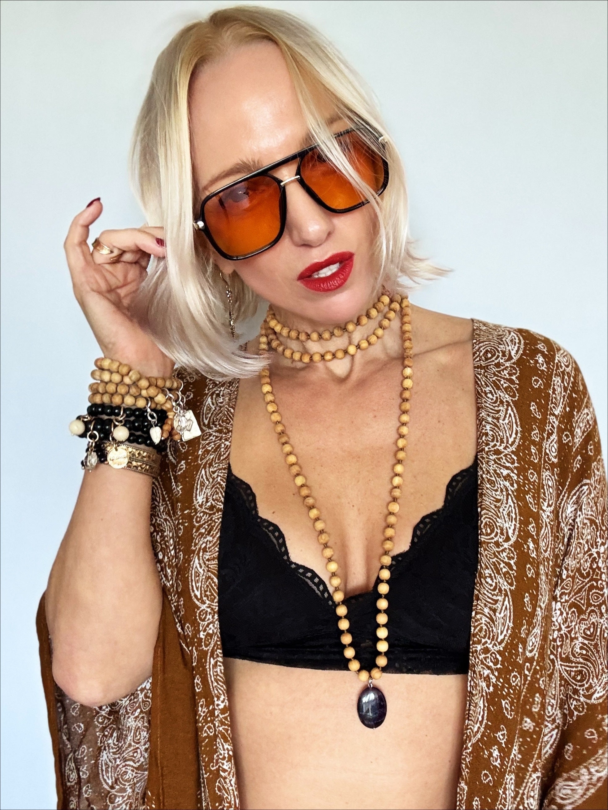 Natural Wood Layering Necklace