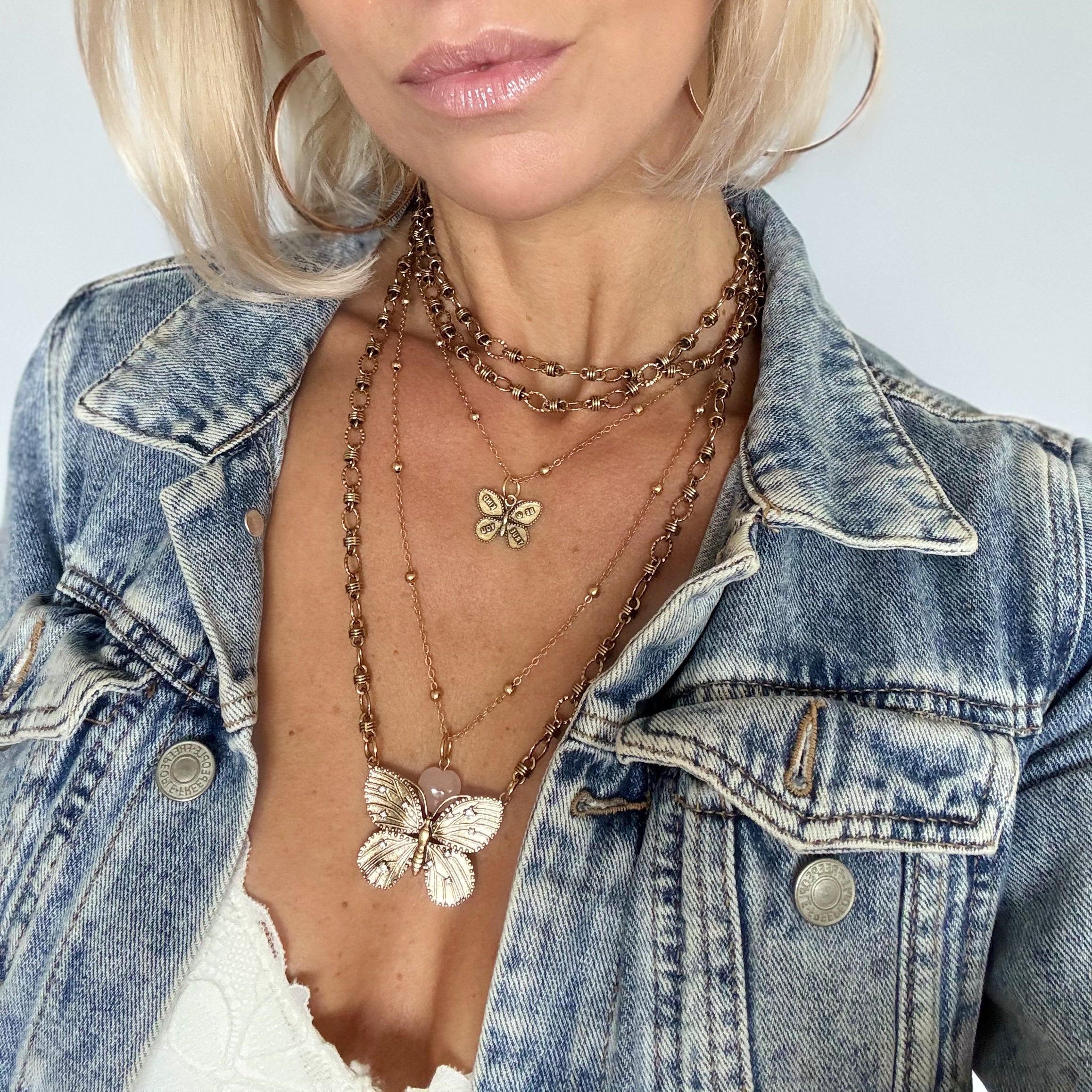 Be Grateful Loving Present Butterfly Chain Necklace