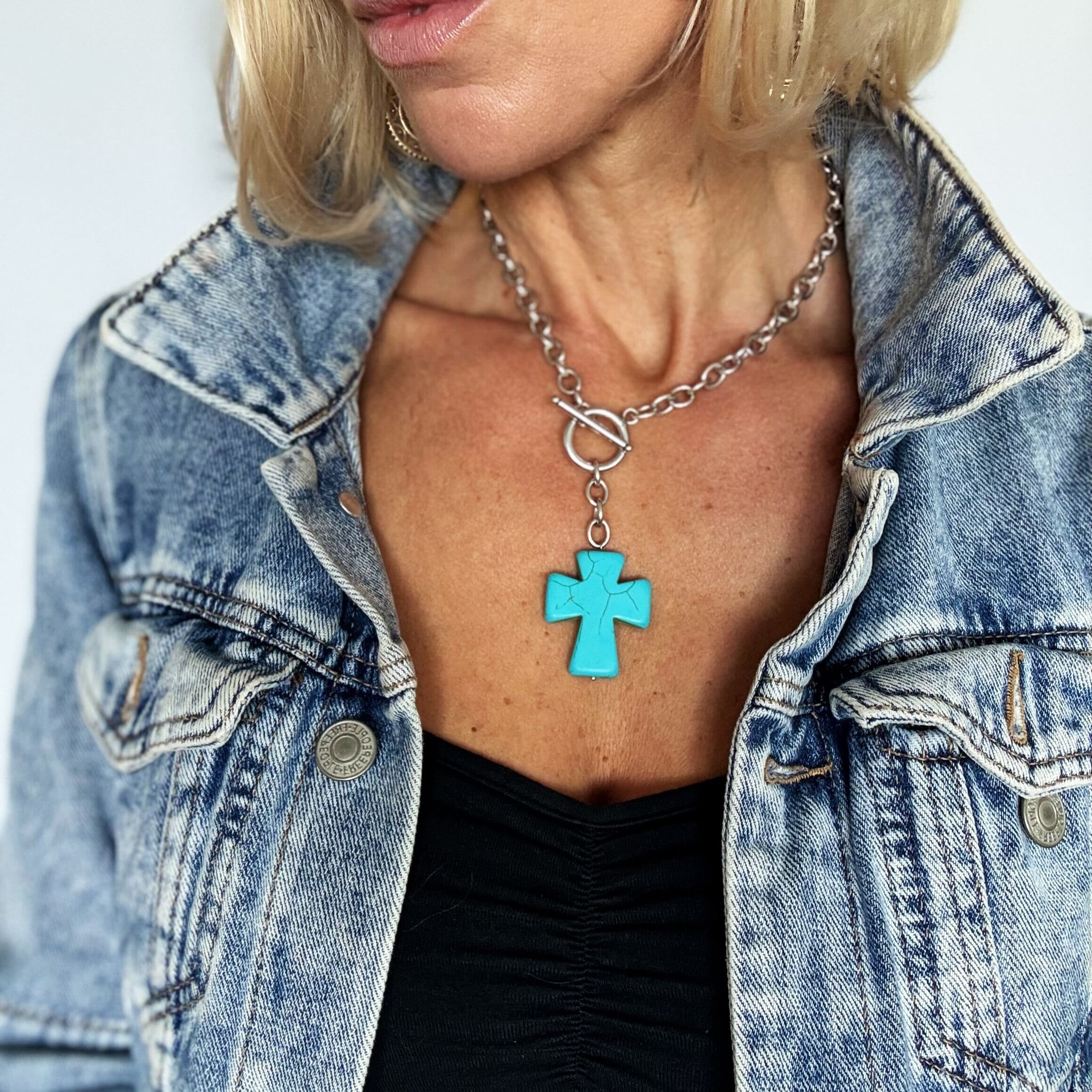 Howlite Cross Choker Necklace