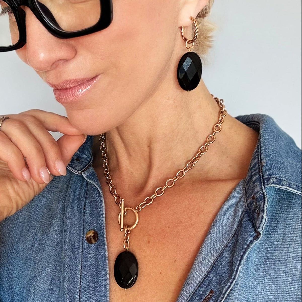 Black Onyx Huggie Earrings