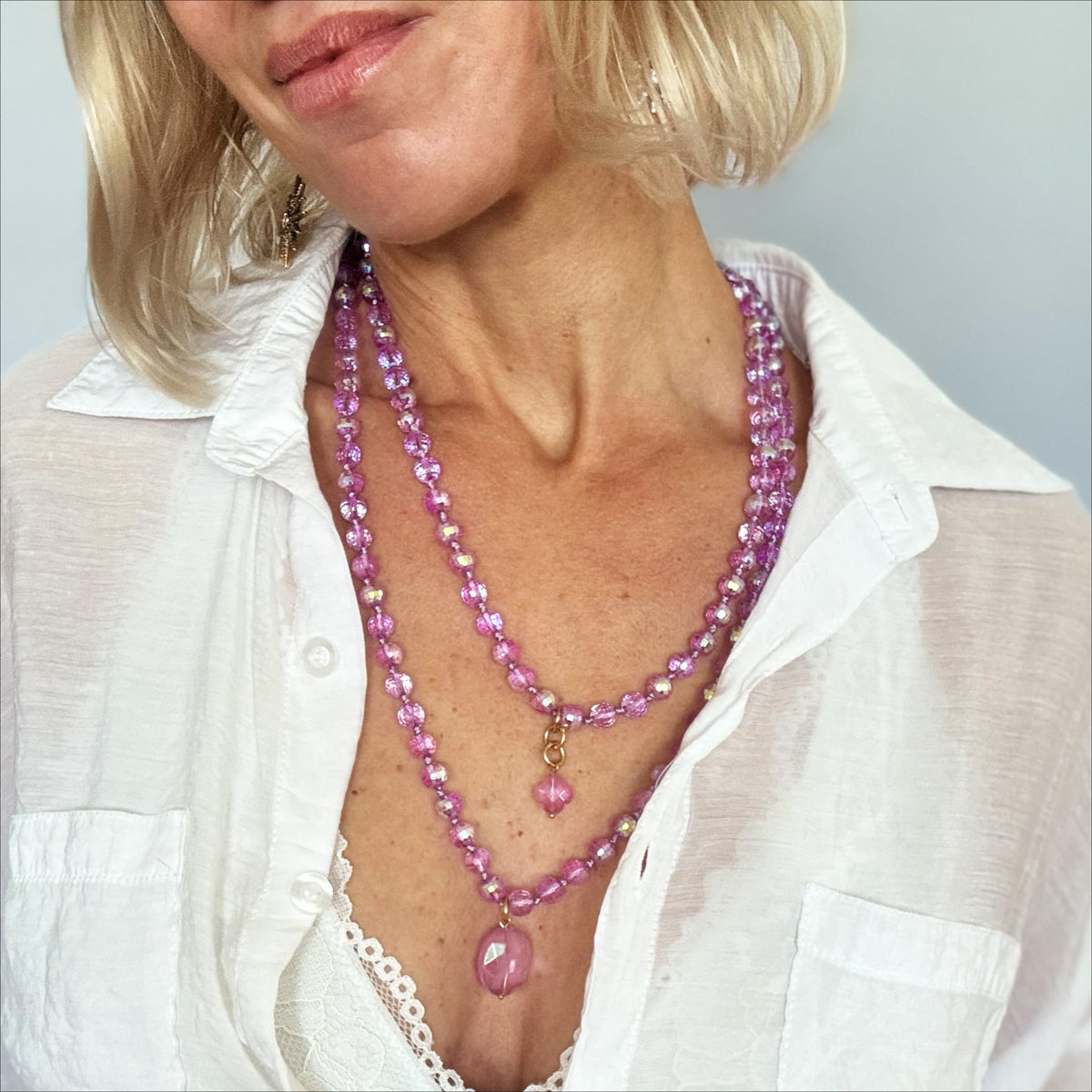 Crystal Disco Ball Layering Necklace