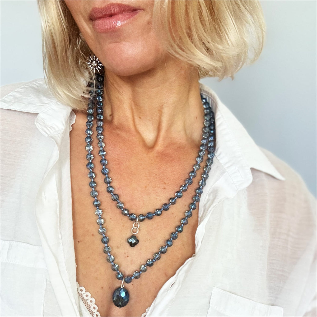Crystal Disco Ball Layering Necklace