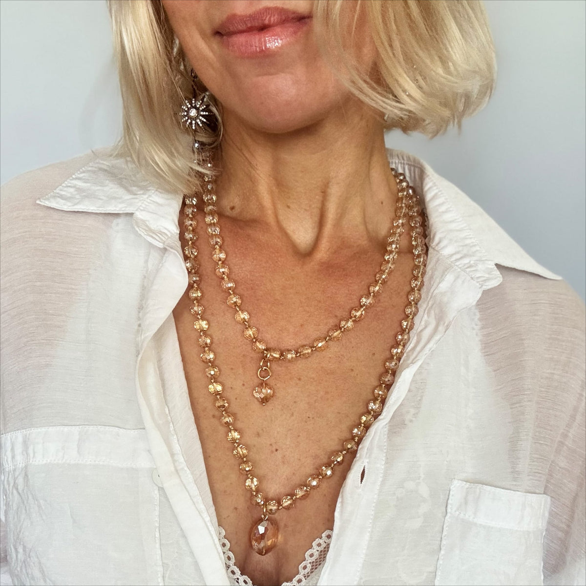Crystal Disco Ball Layering Necklace
