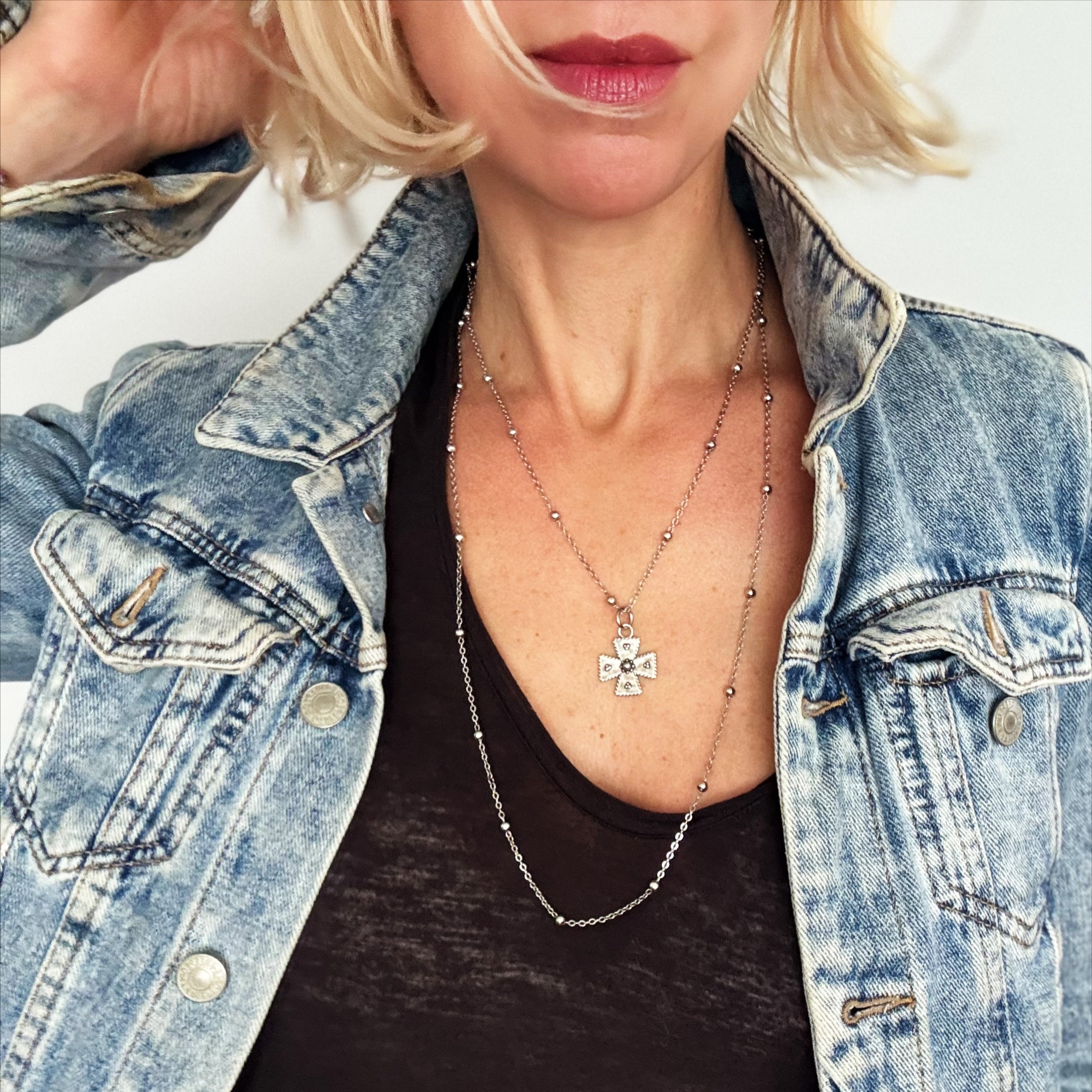 Thankful Modern Cross Dainty Necklace