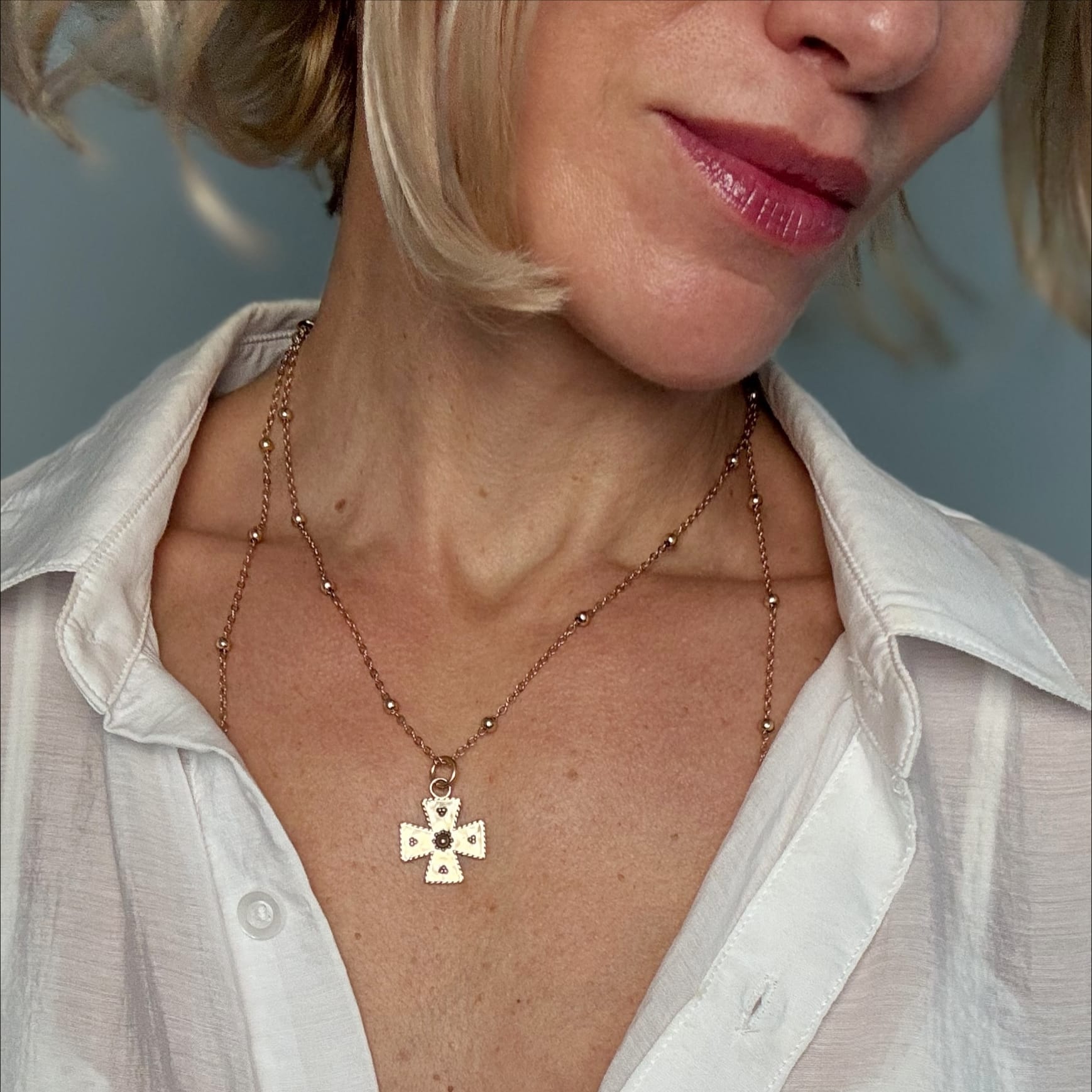 Thankful Modern Cross Dainty Necklace