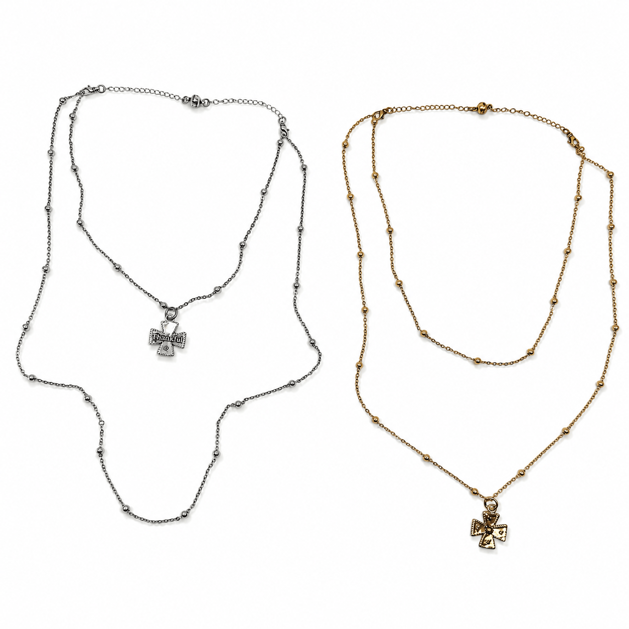 Thankful Modern Cross Dainty Necklace