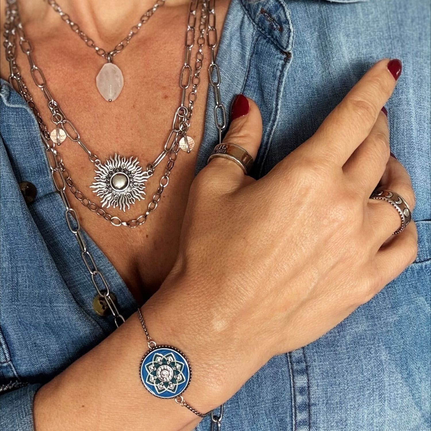 Perfectly Imperfect Sunburst Long Chain Necklace