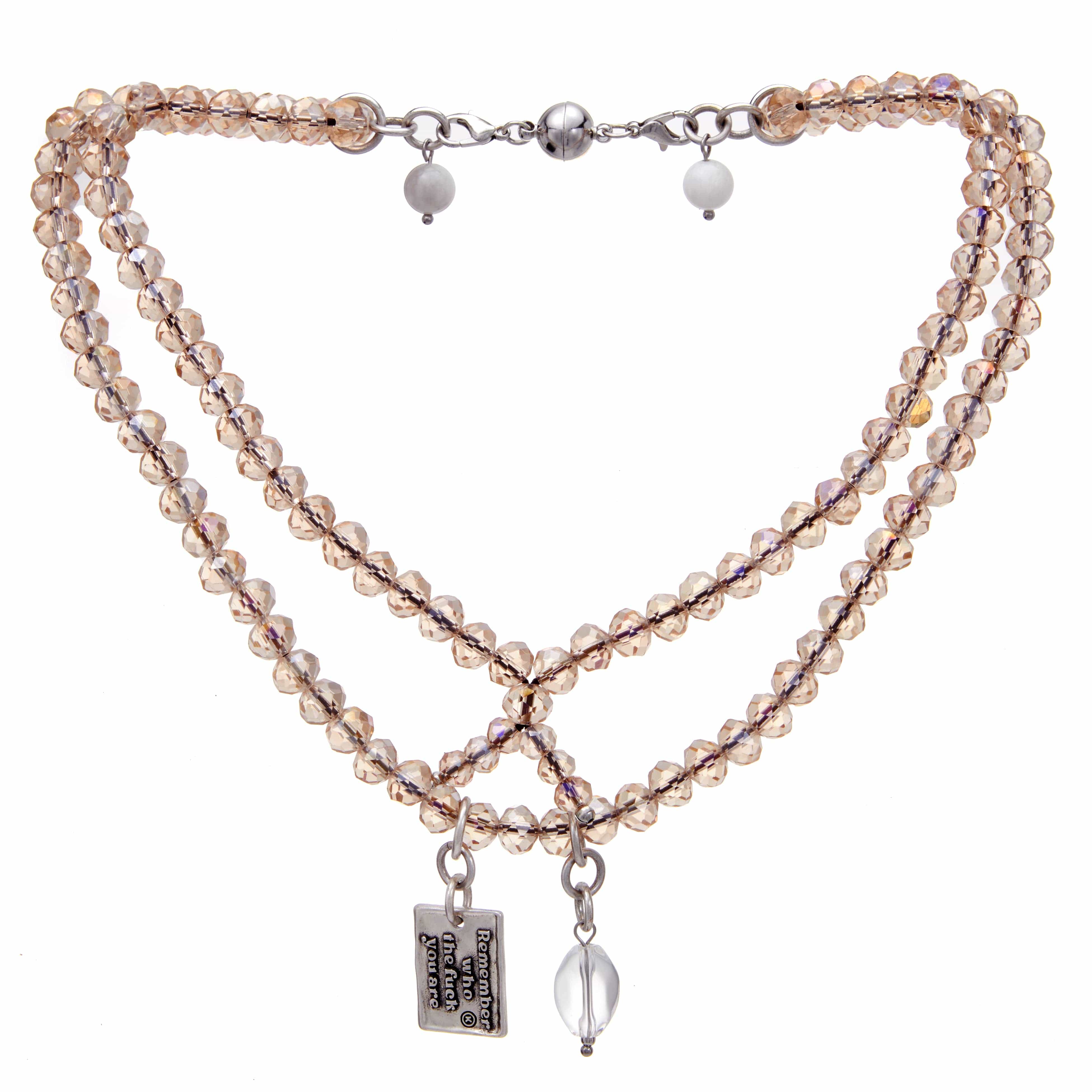 Remember Who The F*ck You Are Heart Crystal Boho Wrap Bracelet/Necklace