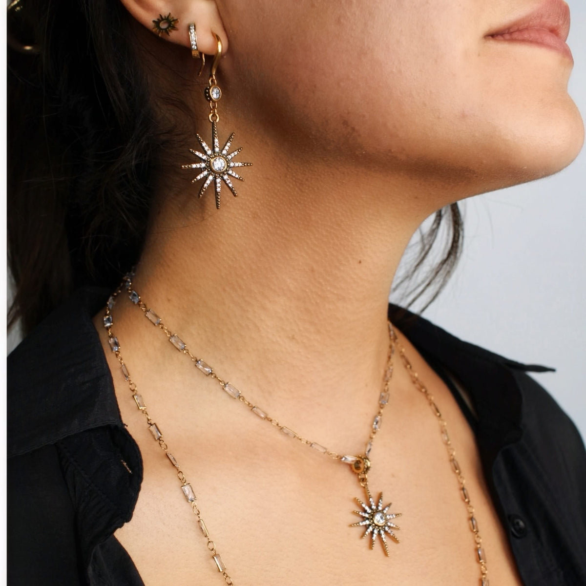 Breathe Crystal Starburst Chain Necklace