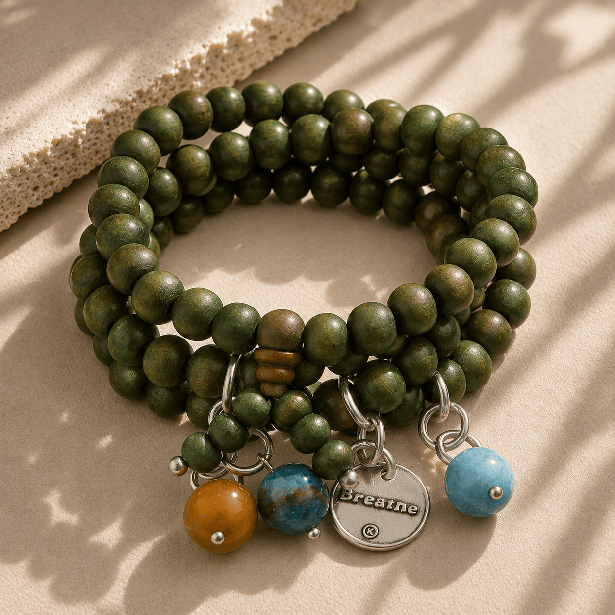 Breathe Heart Wood Boho Wrap Bracelet/Necklace