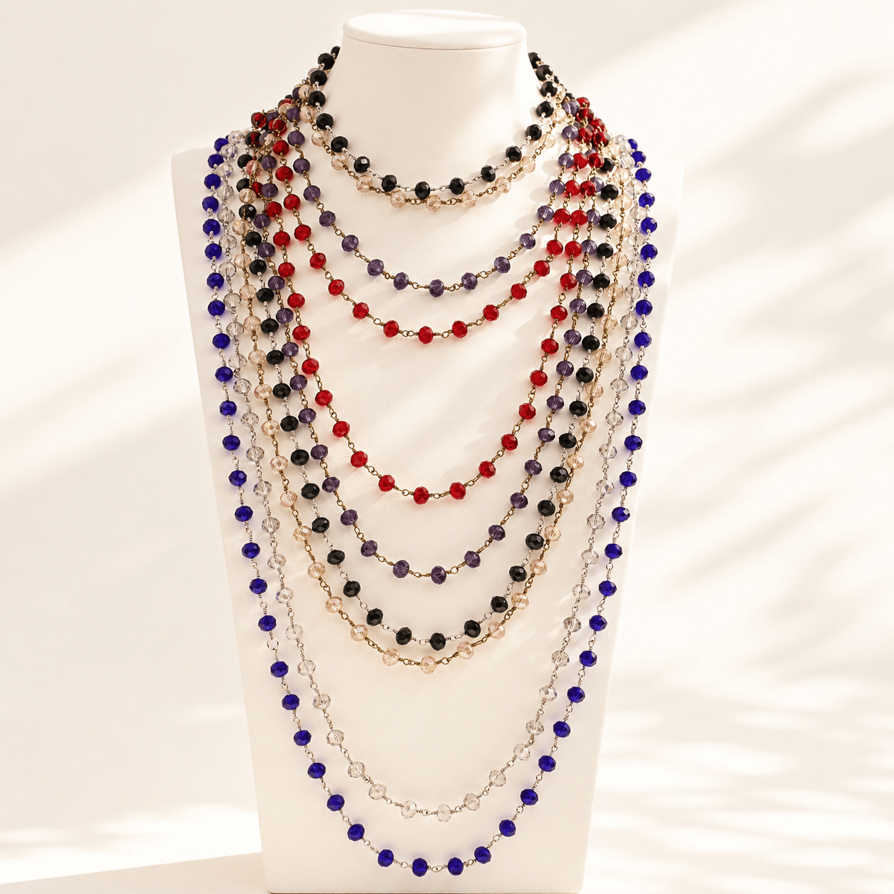 Crystal Rosary Layering Necklace