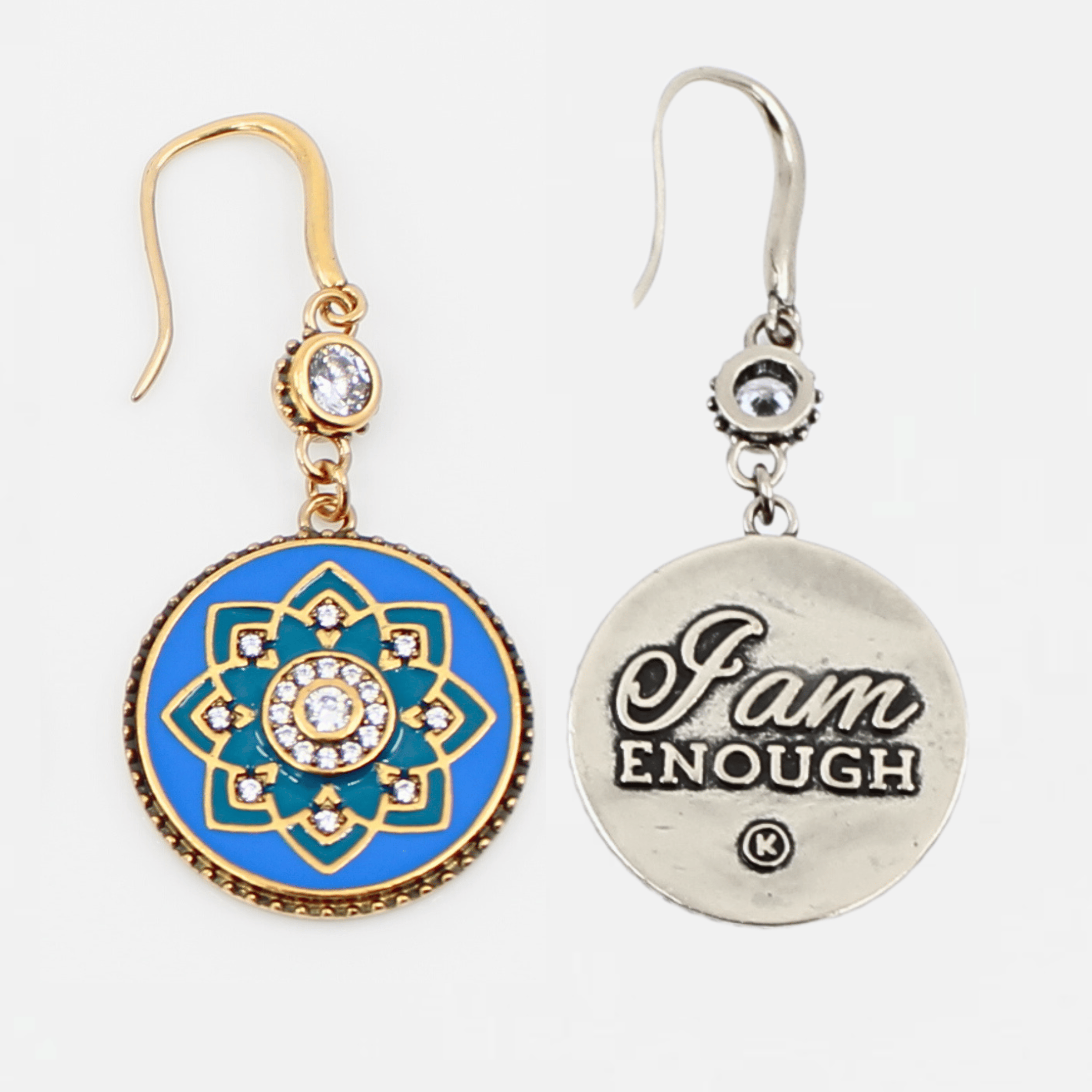 I Am Enough Mandala Drop Earrings
