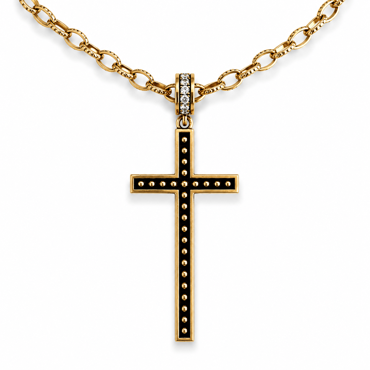Faith Over Fear Black Cross Adjustable Necklace