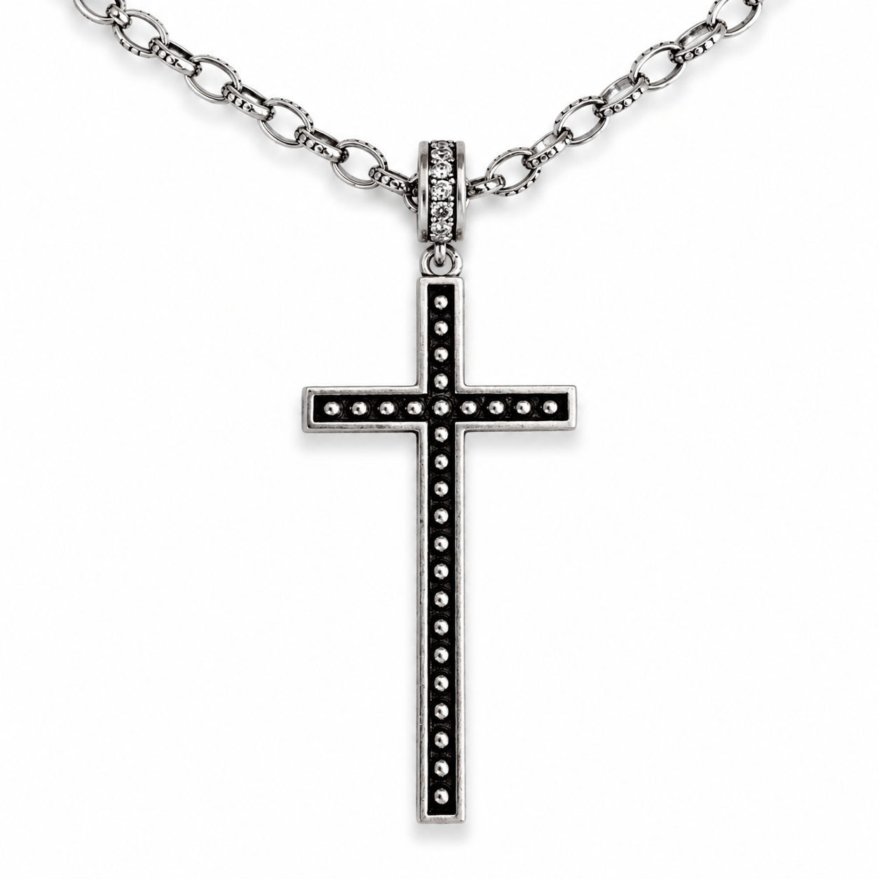 Faith Over Fear Black Cross Adjustable Necklace
