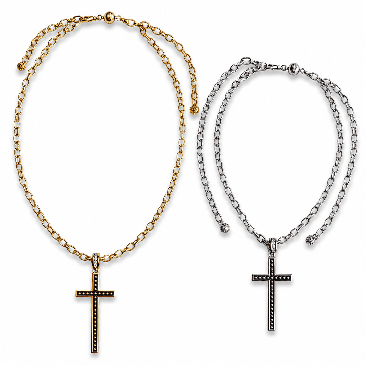 Faith Over Fear Black Cross Adjustable Necklace