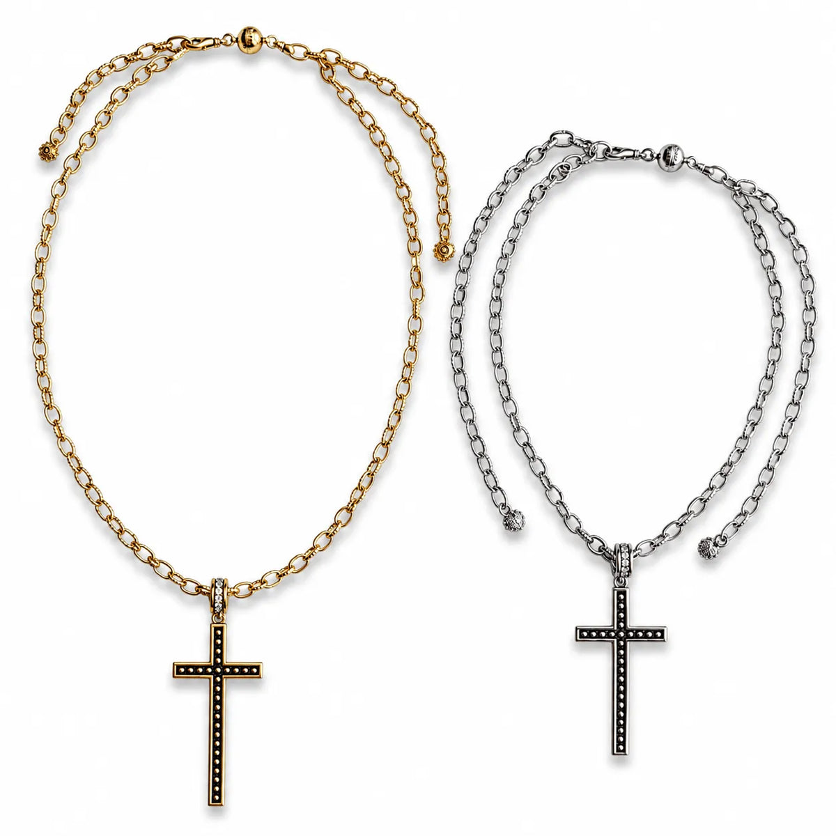 Faith Over Fear Black Cross Adjustable Necklace