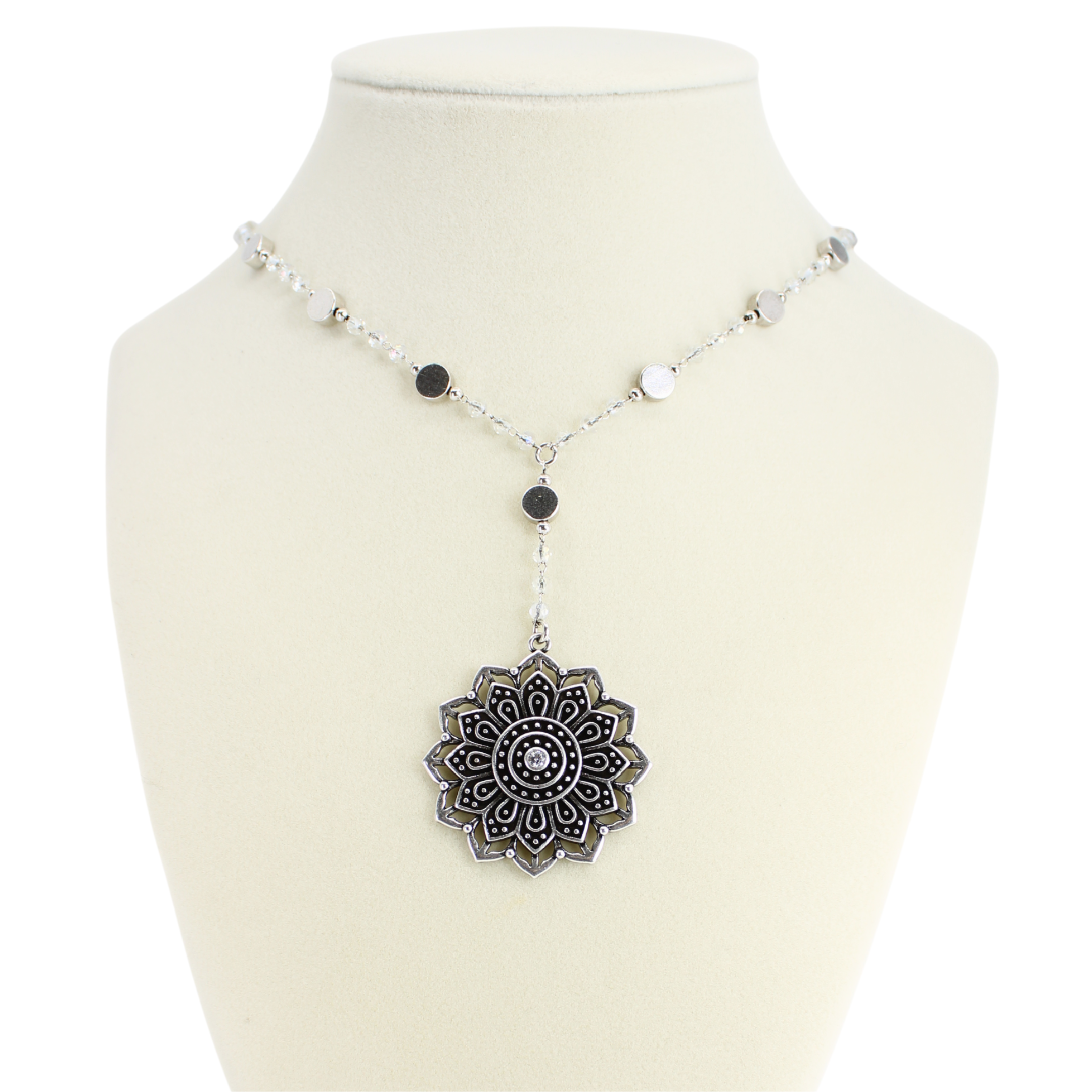 Remember Who You Are Flower Mandala Drop Choker Necklace