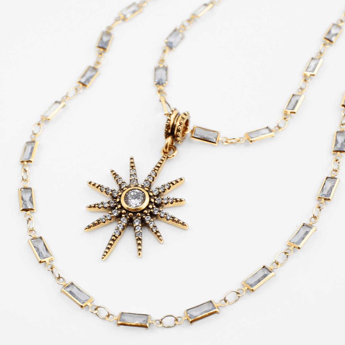 Breathe Crystal Starburst Chain Necklace
