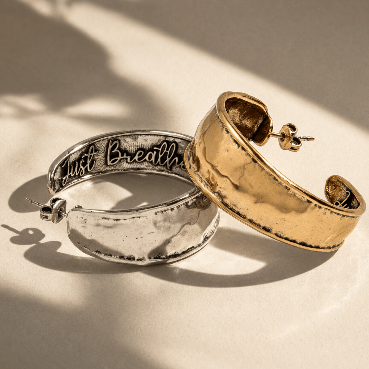 Just Breathe Hoop Earrings
