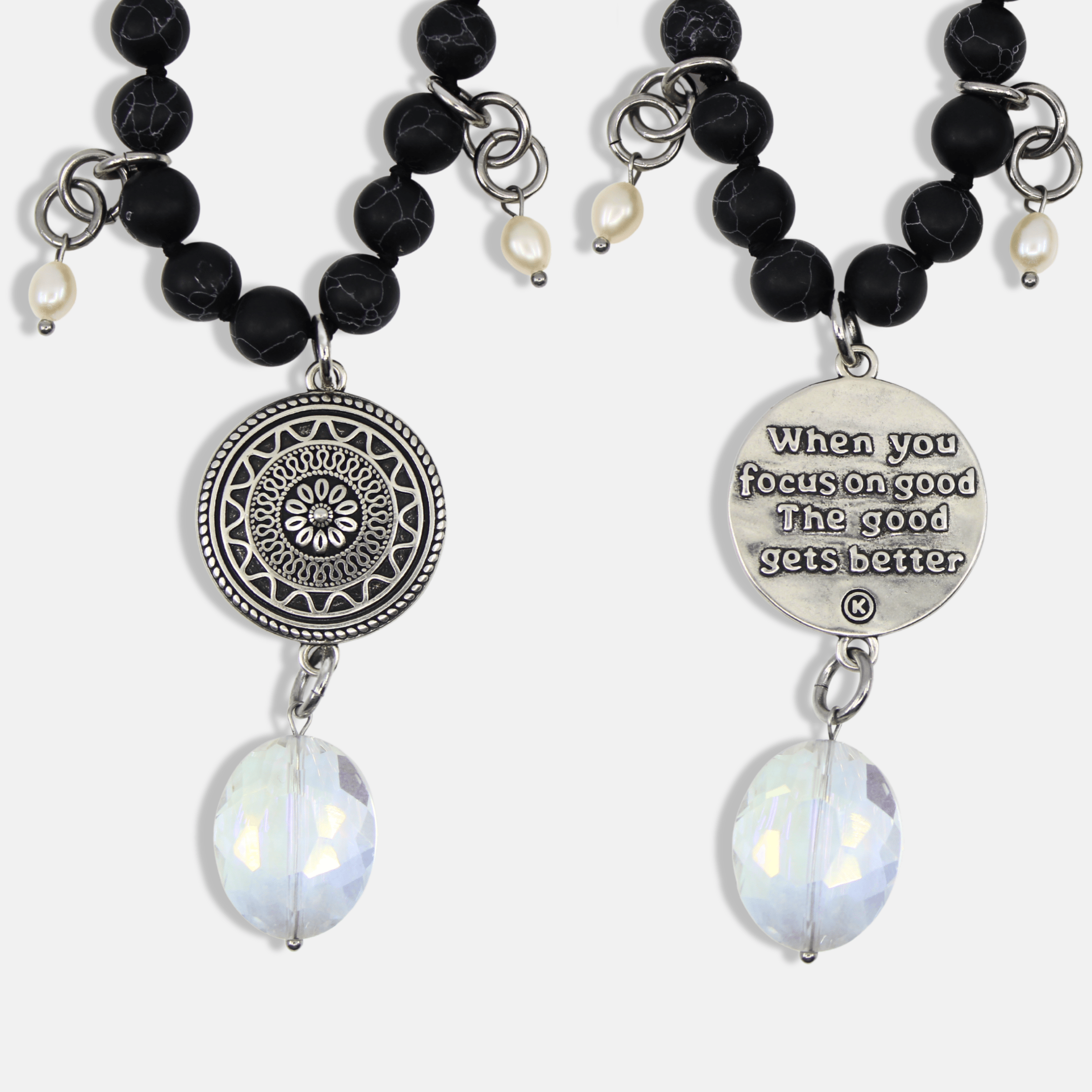 When You Focus On Good Black Howlite Long Chain Fusion Necklace