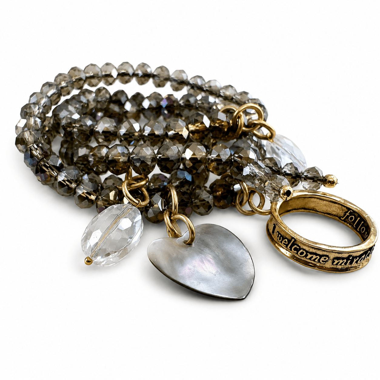 I Welcome Miracles Into My Life Crystal Boho Wrap Necklace/Bracelet