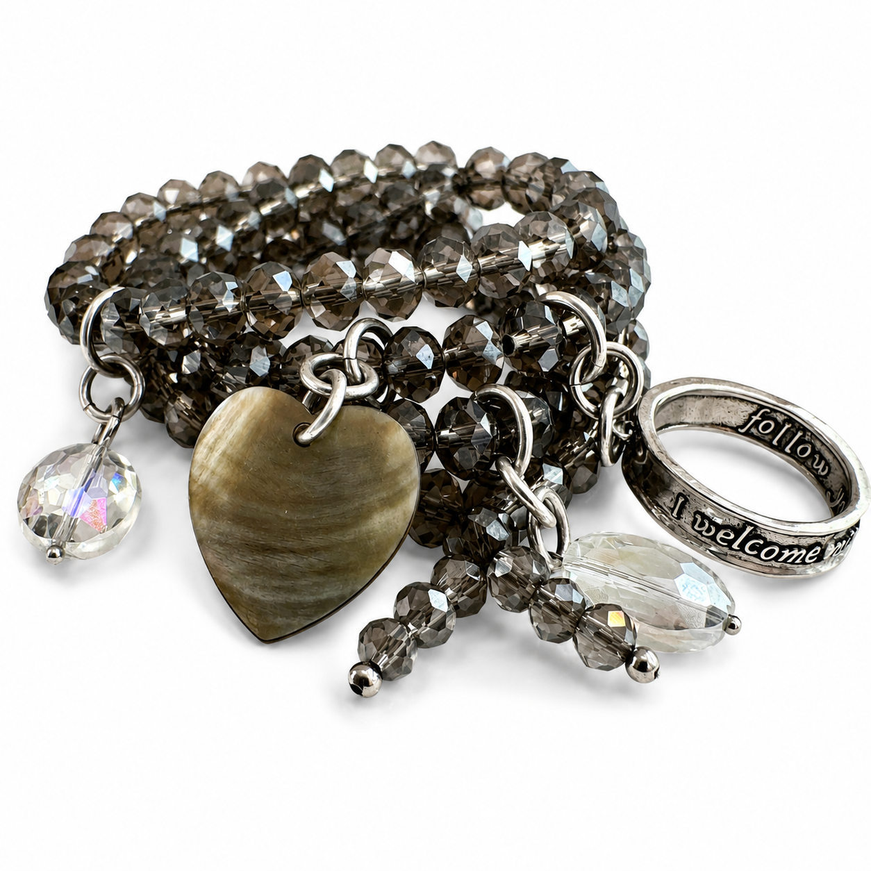 I Welcome Miracles Into My Life Crystal Boho Wrap Necklace/Bracelet