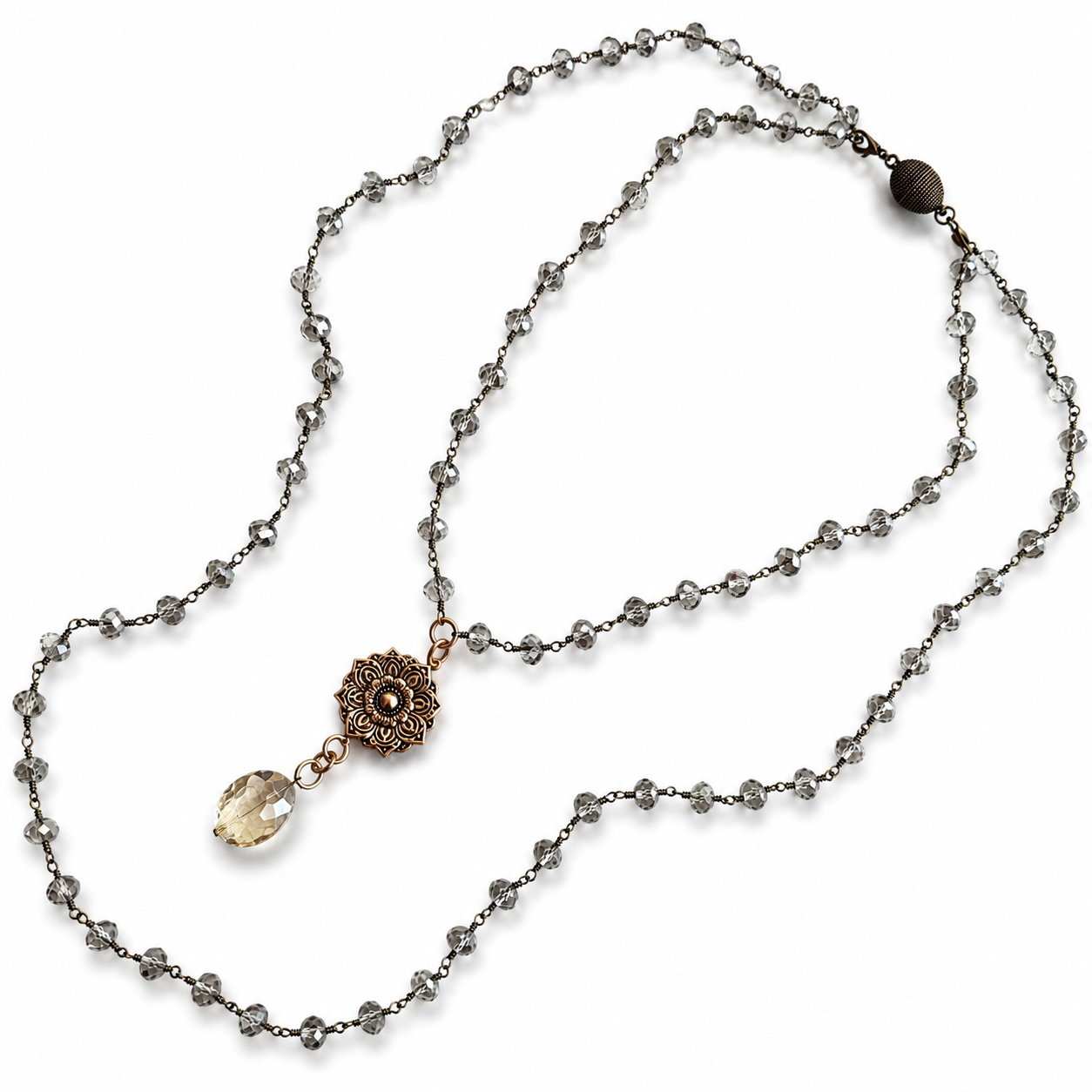 Today I Will Not Stress Over Things I Can't Control Flower Rosary Necklace