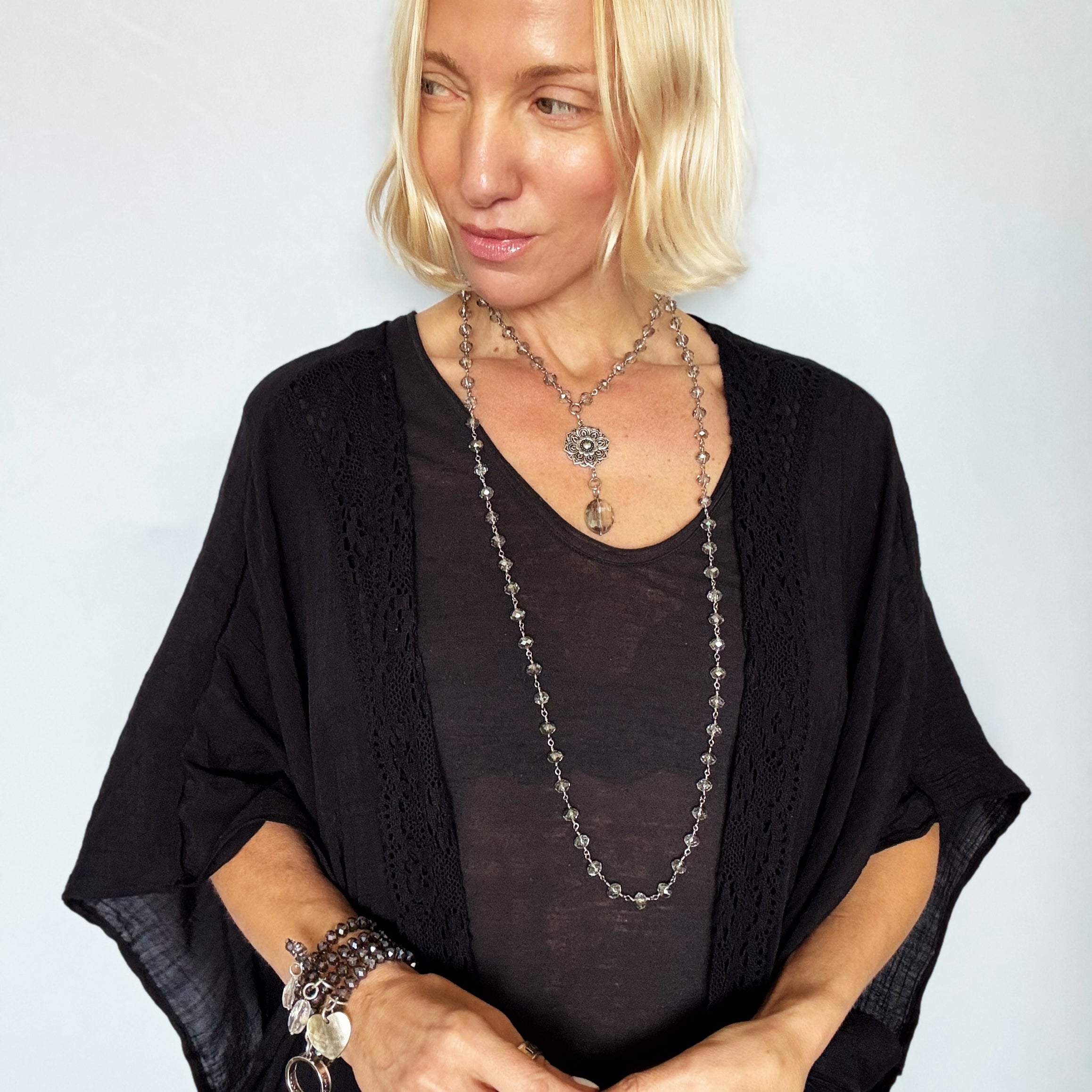 Today I Will Not Stress Over Things I Can't Control Flower Rosary Necklace