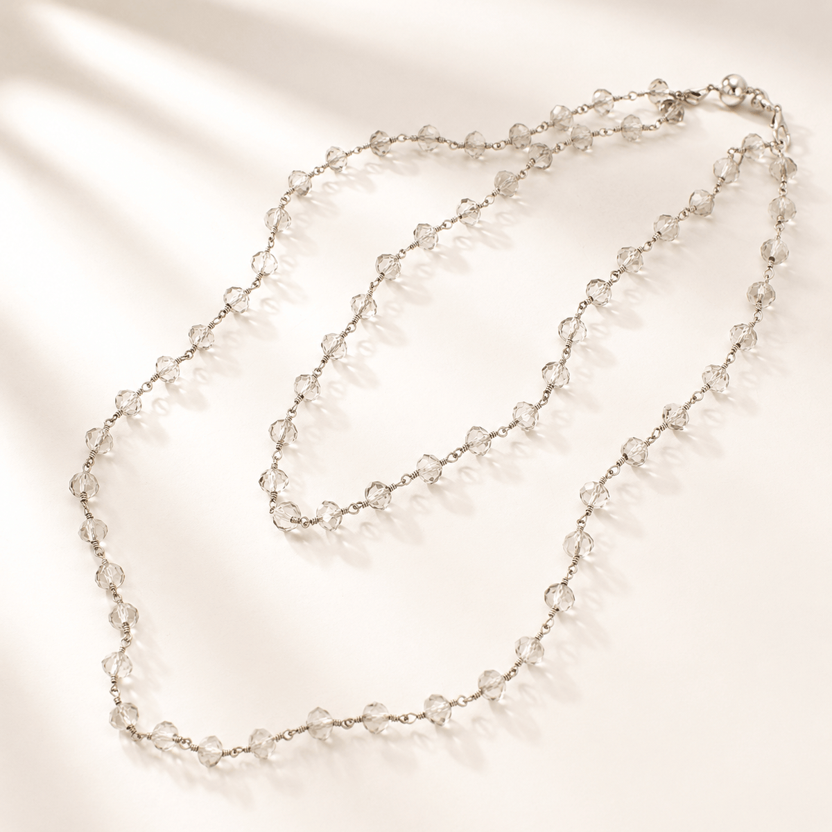 Crystal Rosary Layering Necklace
