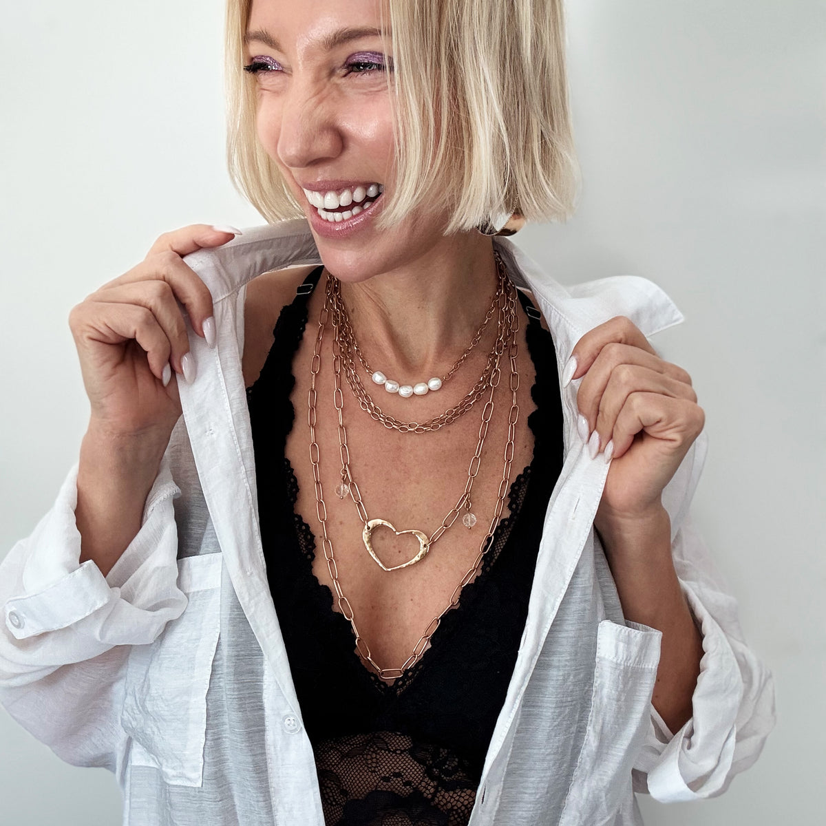 Love Open Heart Long Chain Necklace
