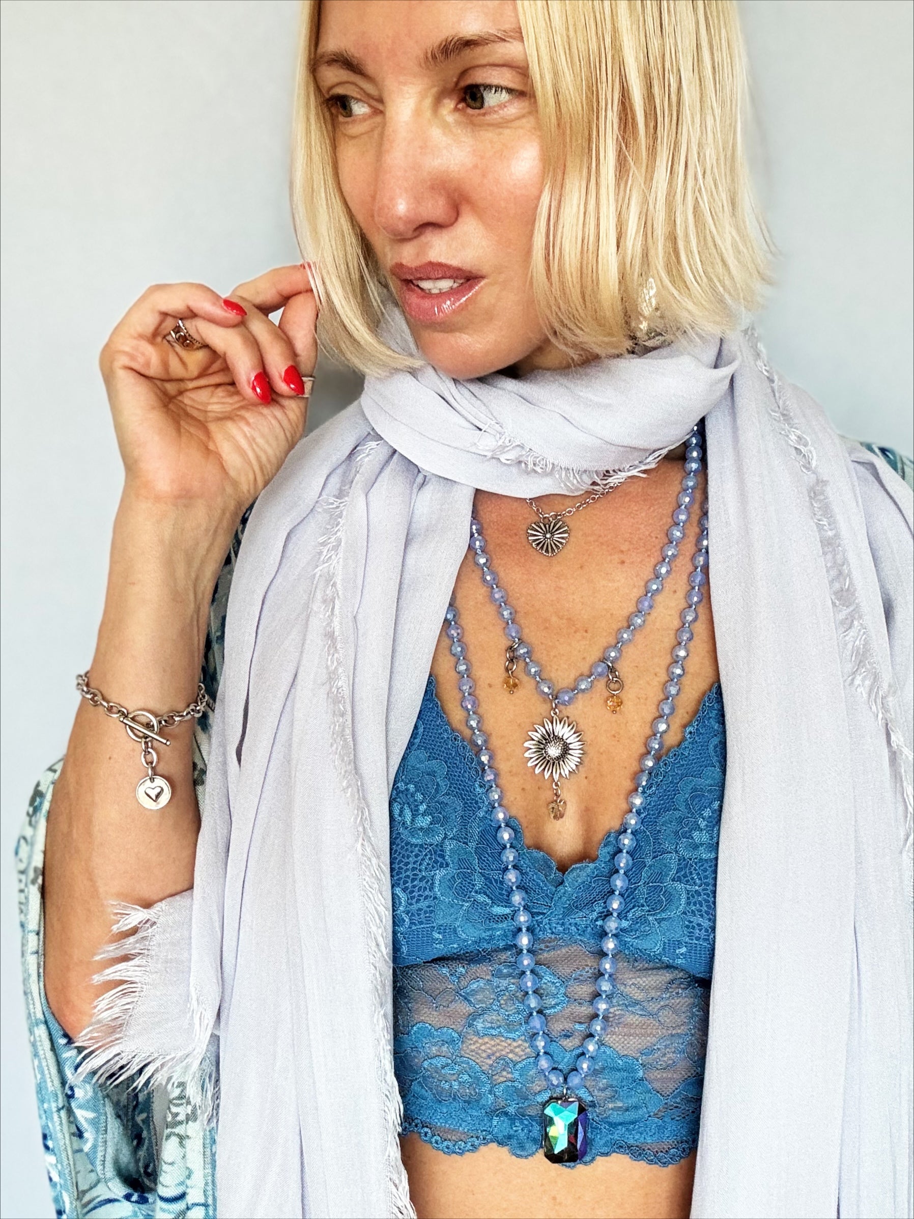 You Do You Sunflower Crystal Beaded Necklace