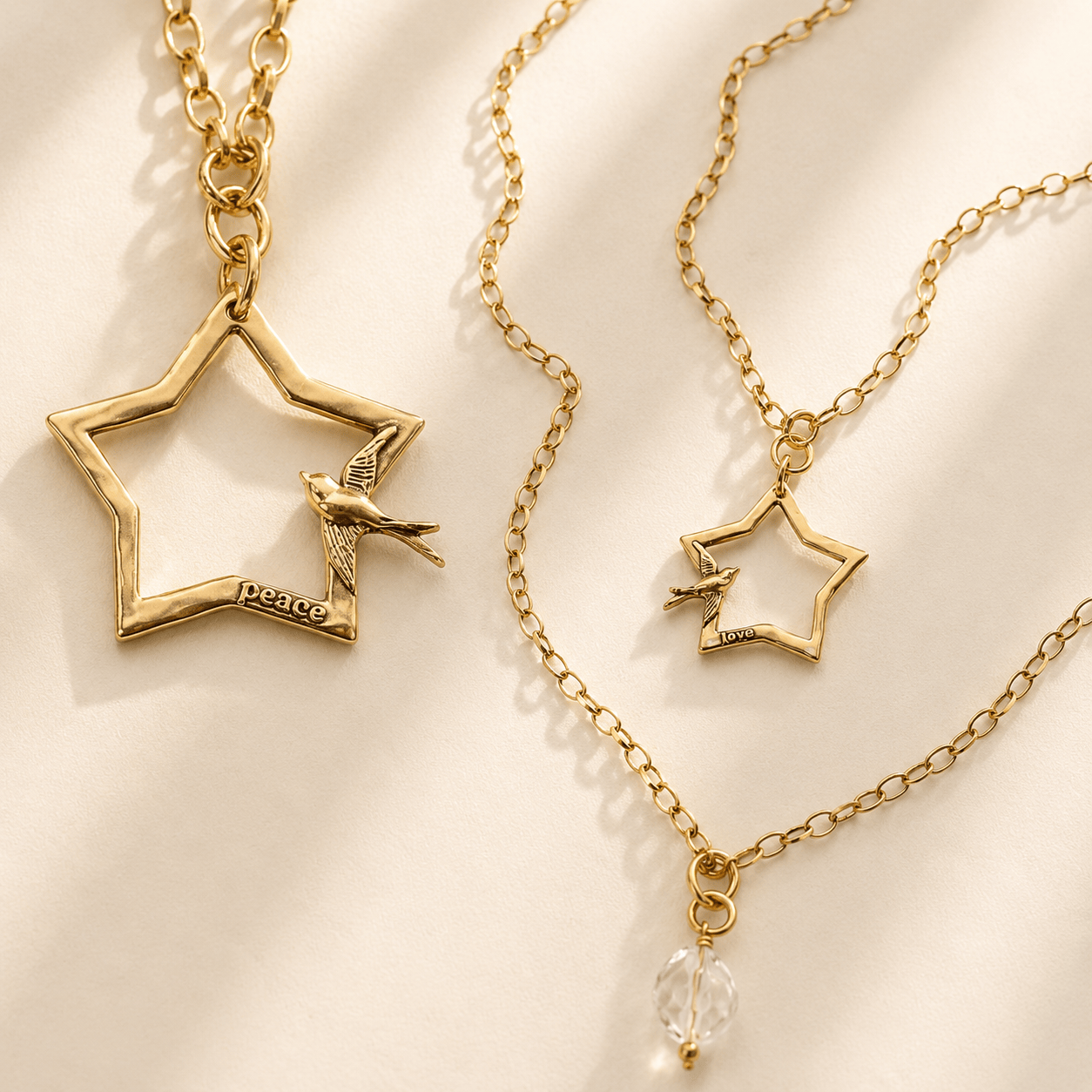 Peace & Love Star and Bird Original Lite Necklace