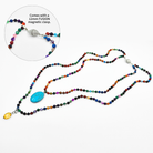 Colorful beaded necklace with a 12mm FUSION magnetic clasp on a white background