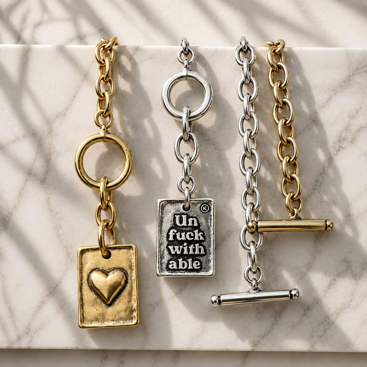 Choose Your Message Square Pendant Chain Bracelet