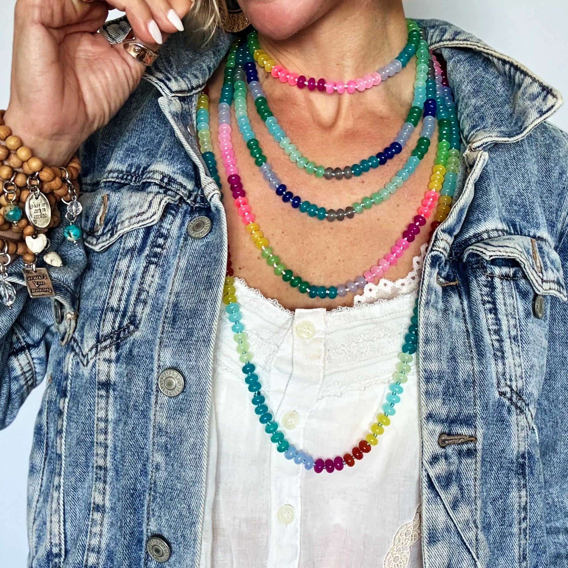 Live Colorfully Beaded Multicolored Layering Necklace