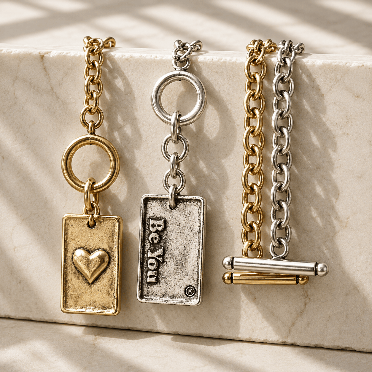 Choose Your Message Rectangle Pendant Chain Bracelet