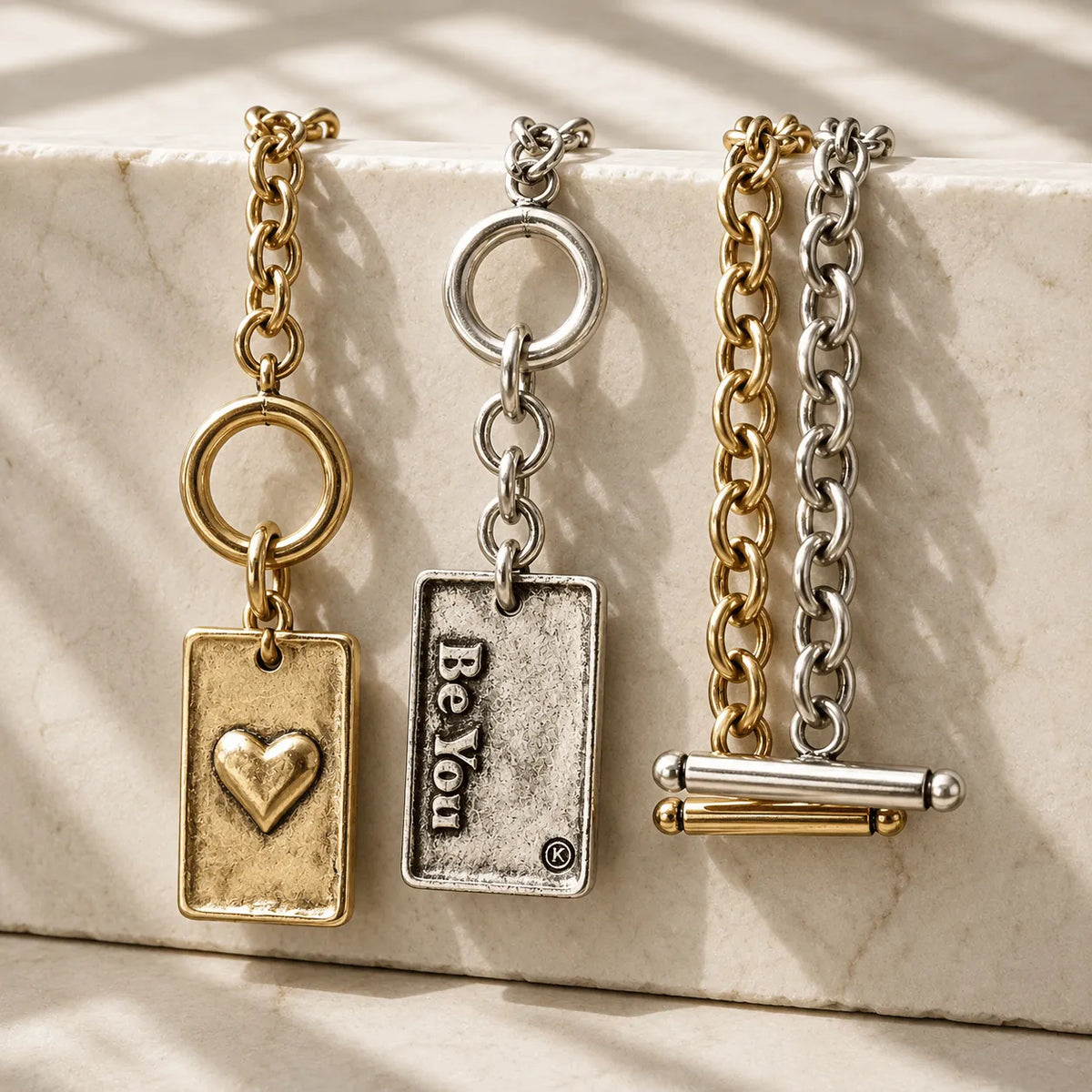 Be You Rectangle Pendant Chain Bracelet