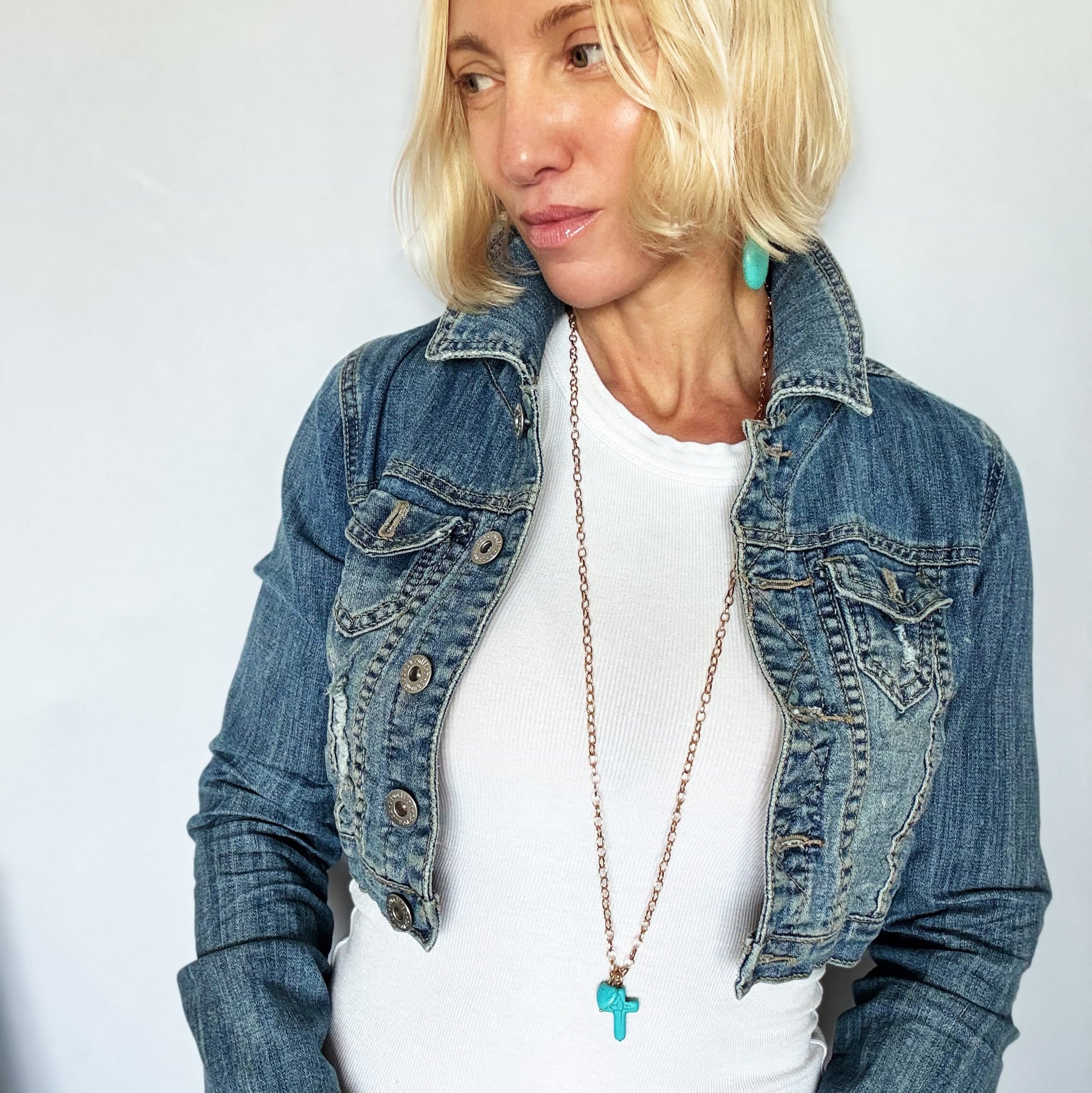 Howlite Cross & Heart Dainty Necklace
