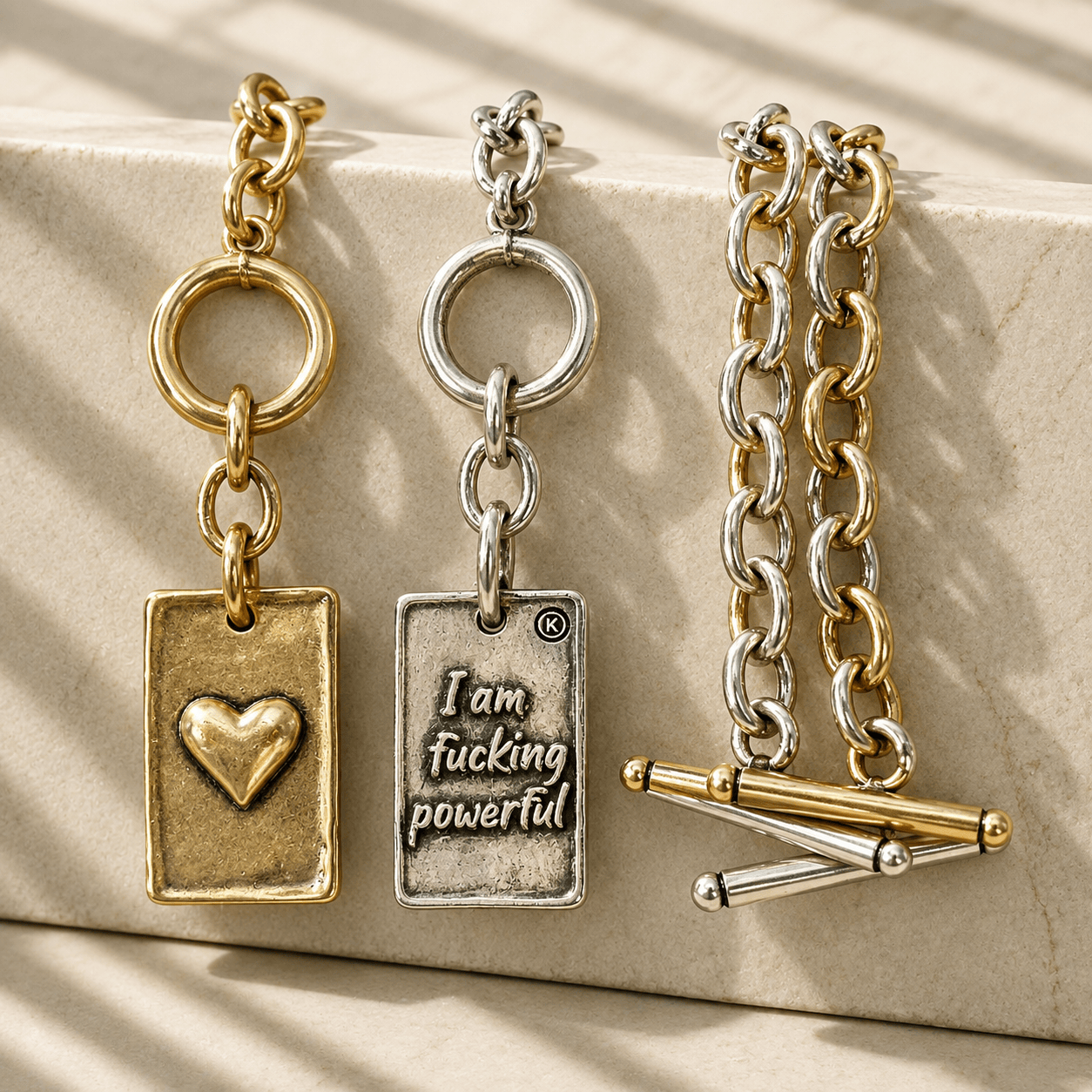 Choose Your Message Rectangle Pendant Chain Bracelet