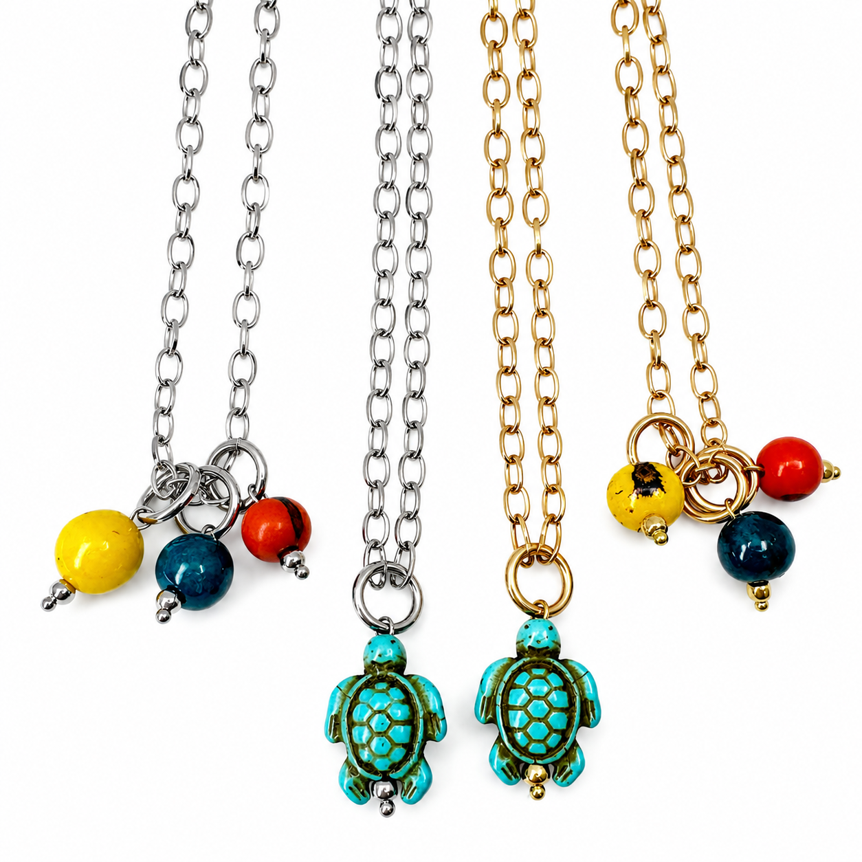 Blue Howlite Turtle Dainty Necklace