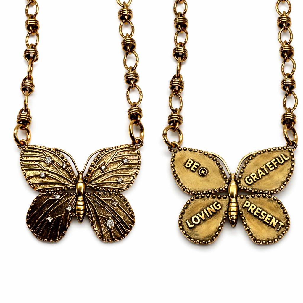 Be Grateful Loving Present Butterfly Chain Necklace