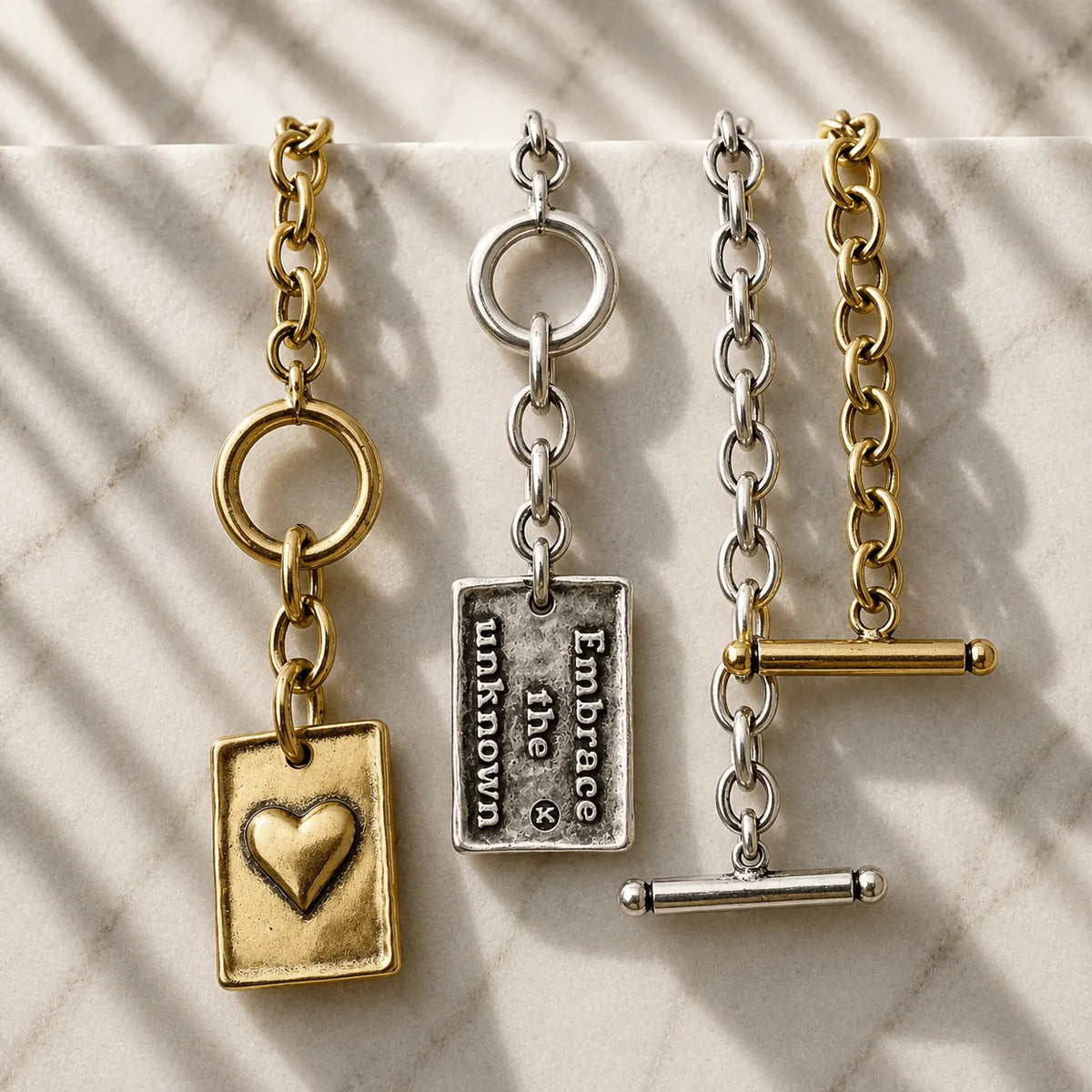 Embrace the Unknown Square Pendant Chain Bracelet