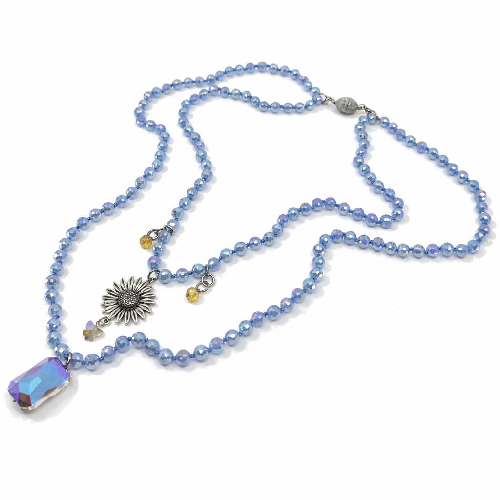 You Do You Sunflower Crystal Beaded Necklace