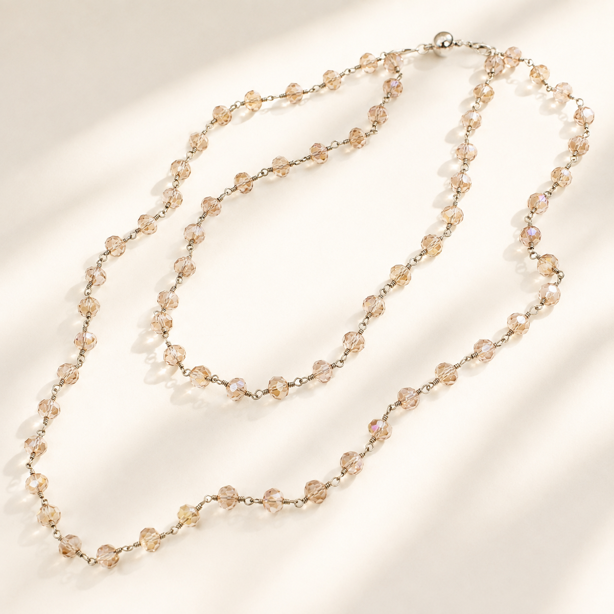 Crystal Rosary Layering Necklace