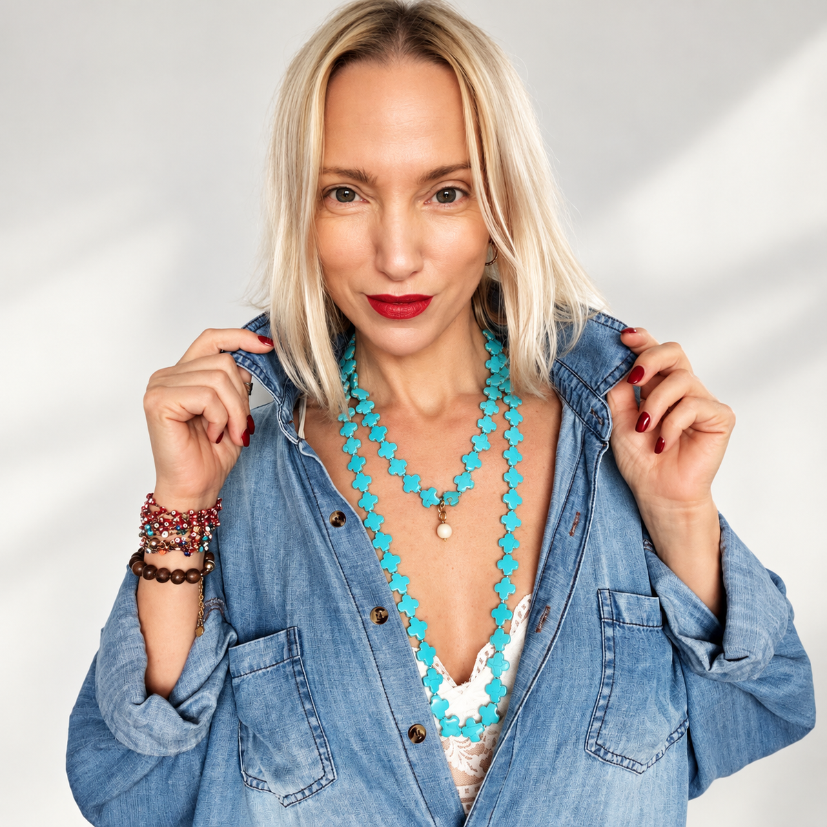 Blue Howlite Beaded Layering Necklace