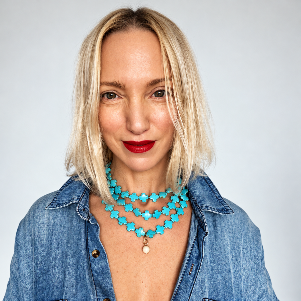 Blue Howlite Beaded Layering Necklace
