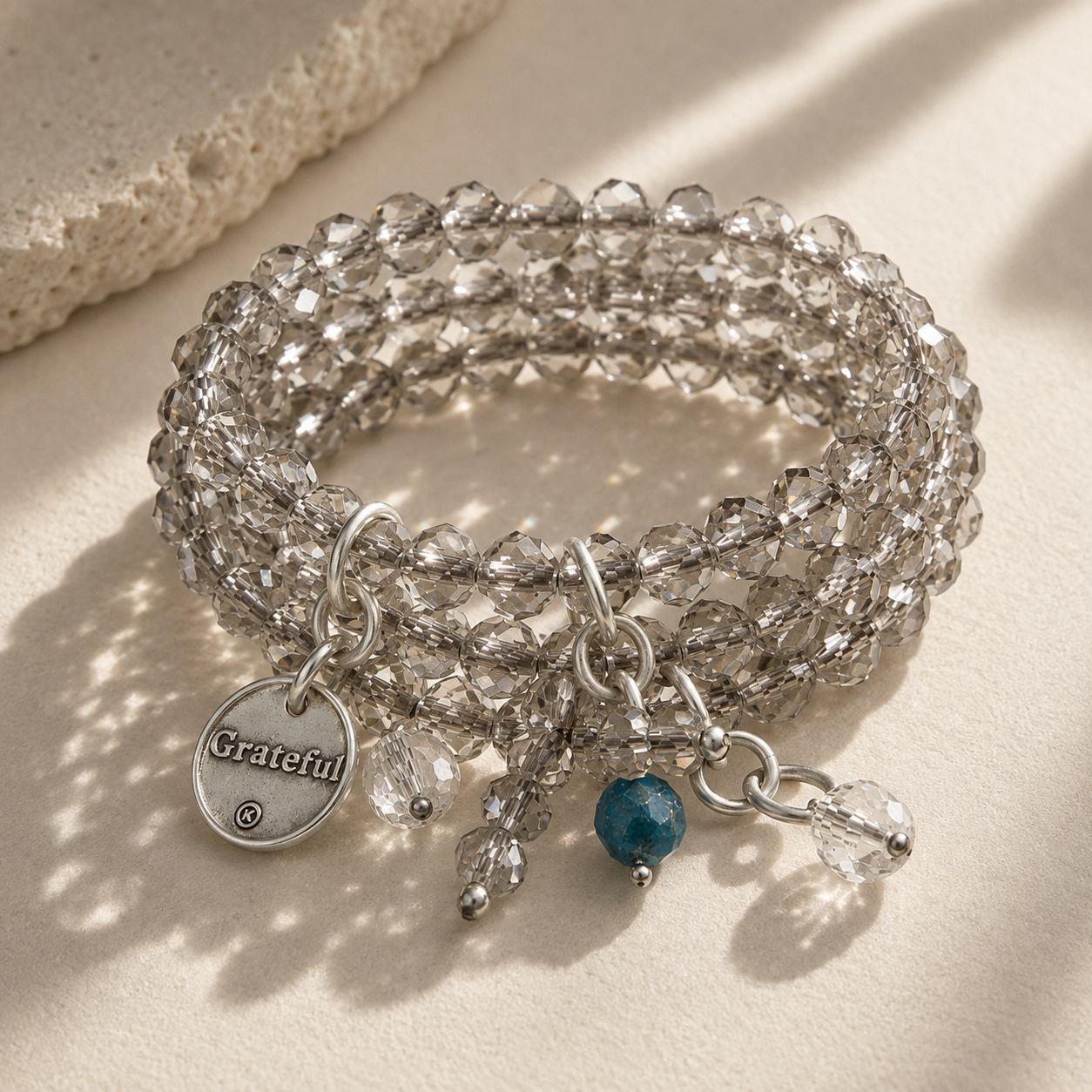 Grateful Crystal Boho Wrap Bracelet/Necklace