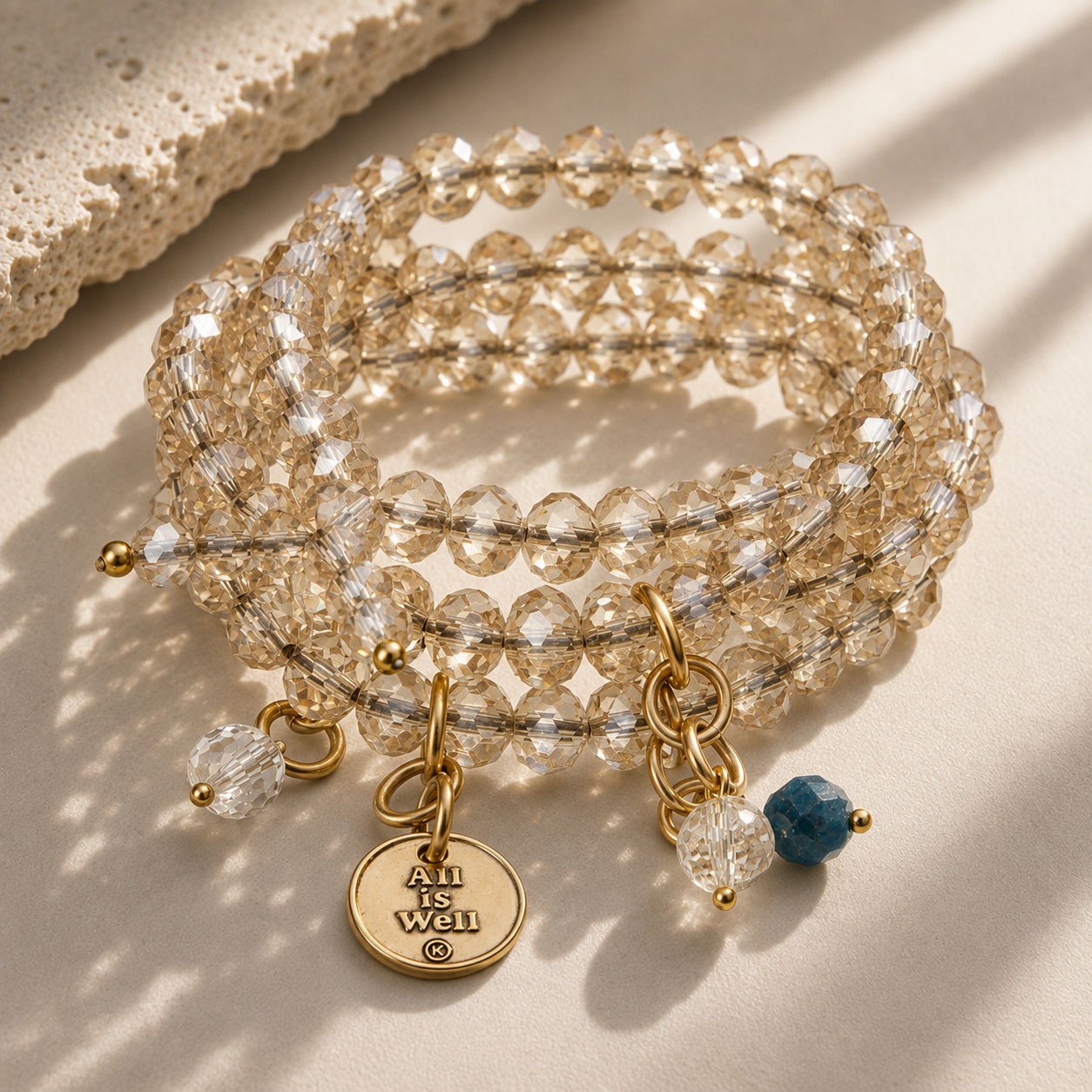All is Well Heart Crystal Boho Wrap Bracelet/Necklace