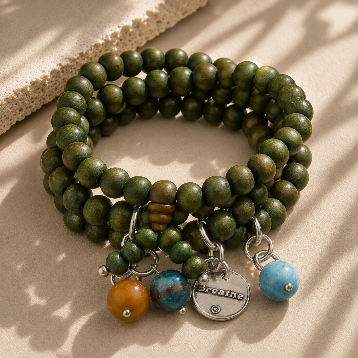 Breathe Heart Wood Boho Wrap Bracelet/Necklace