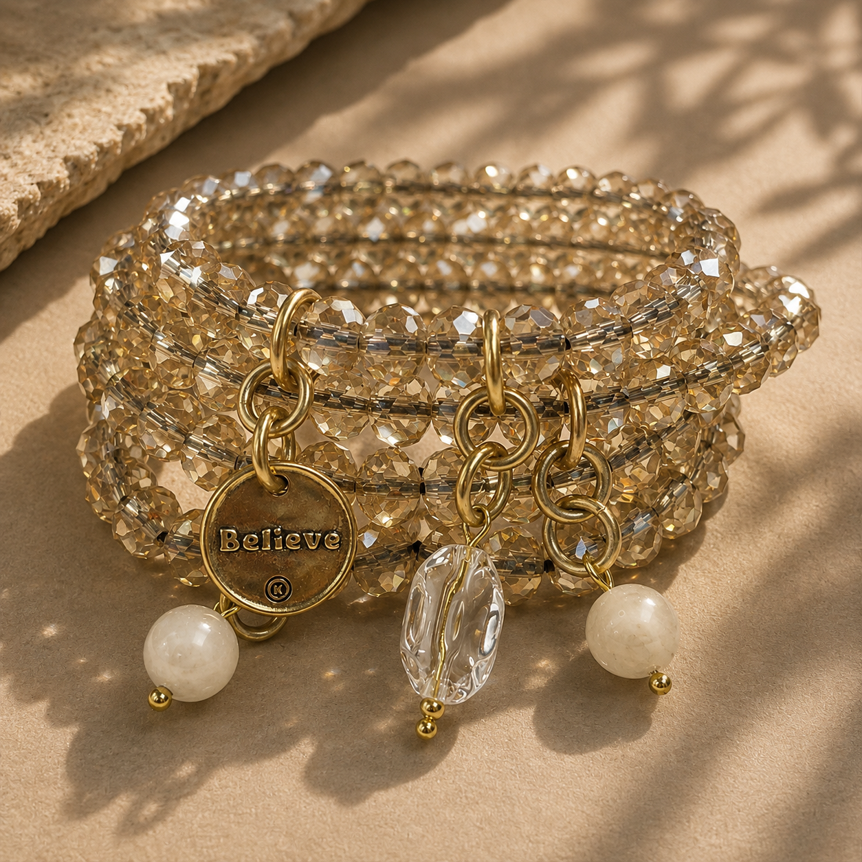 Believe Heart Crystal Boho Wrap Bracelet/Necklace